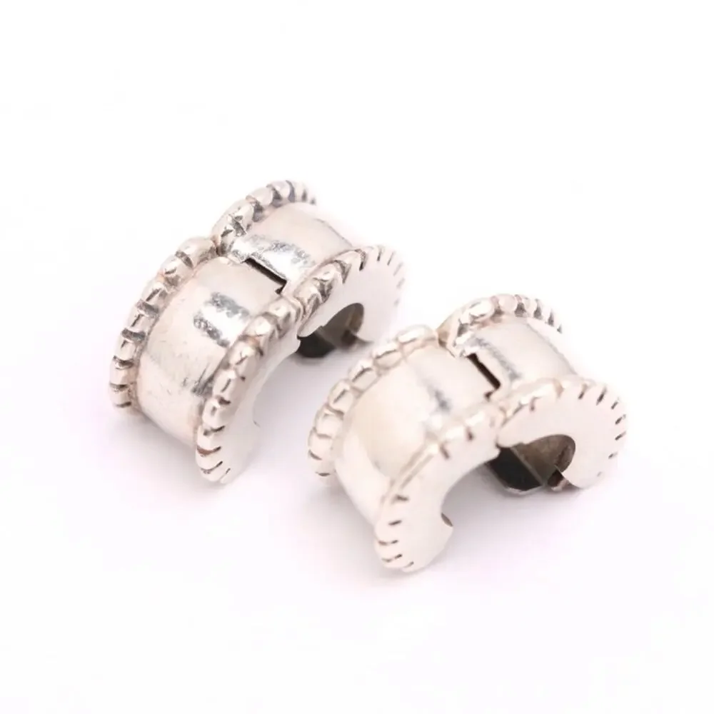 Two Authentic PANDORA Sterling Silver Beveled Clips
